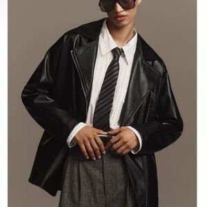 Maeve Black Faux Leather Oversized Jacket